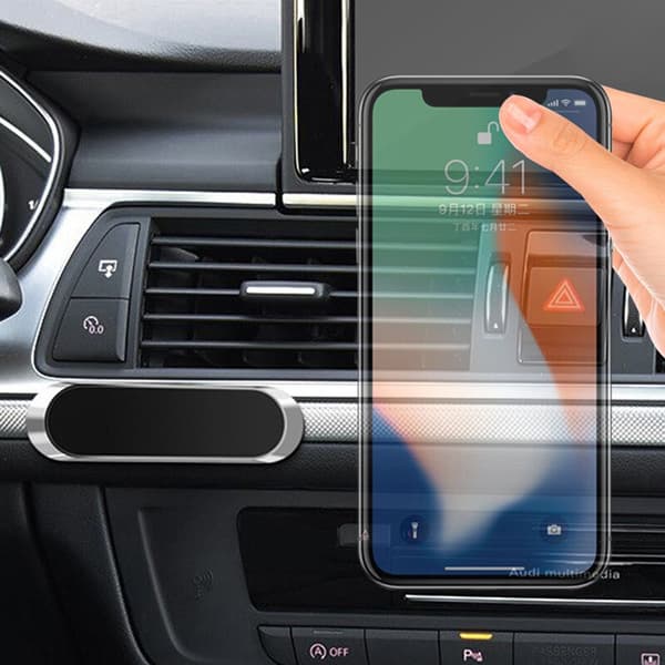 Mini Magnetisk Bilhållare Mobilhållare Silver