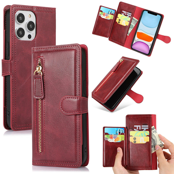 iPhone 13 Pro - Multifunktionellt Fodral med Zipper & Handledsrem Svart