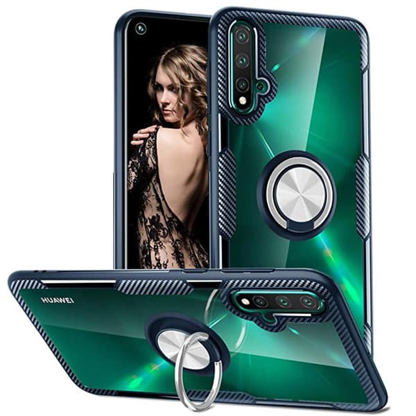 Huawei Nova 5T - Stilrent Skal med Ringhållare Röd
