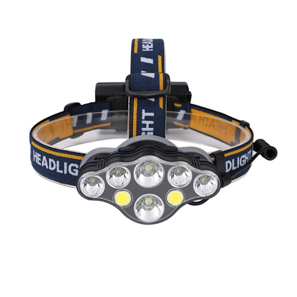 Ljusstark 8 Lampors Pannlampa Slittålig Svart
