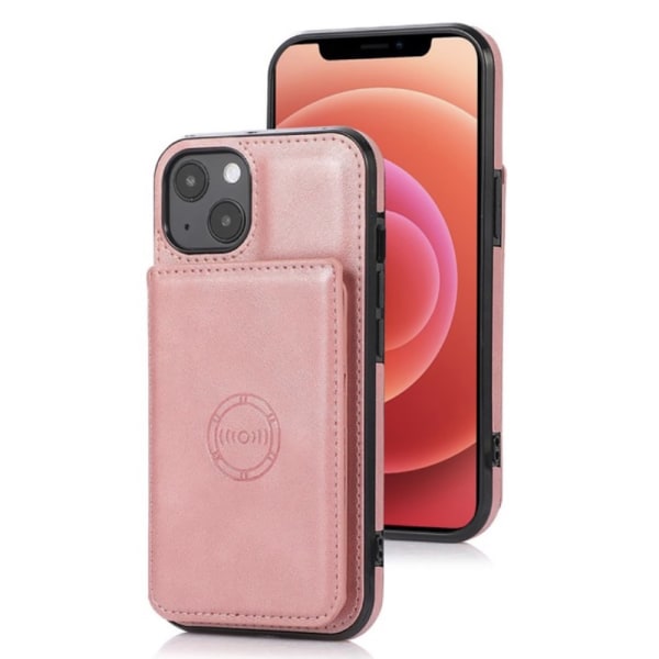 iPhone 14 - Floveme Skal med Korthållare Roséguld