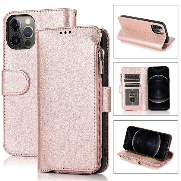 iPhone 12 Pro - Plånboksfodral Roséguld