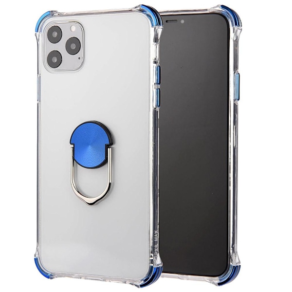 iPhone 11 Pro Max - Skyddande Praktiskt Skal med Ringhållare Silver Silver