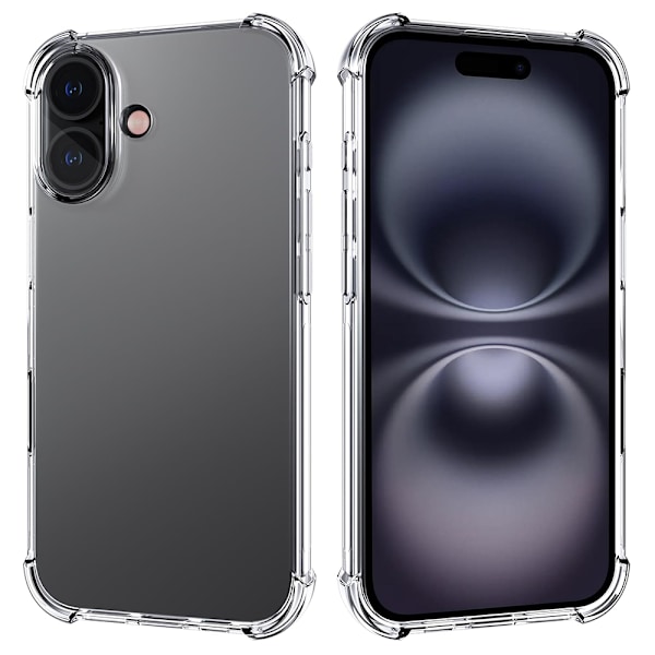 iPhone 16 - Snyggt och Transparent Silikonskal Blå/Rosa