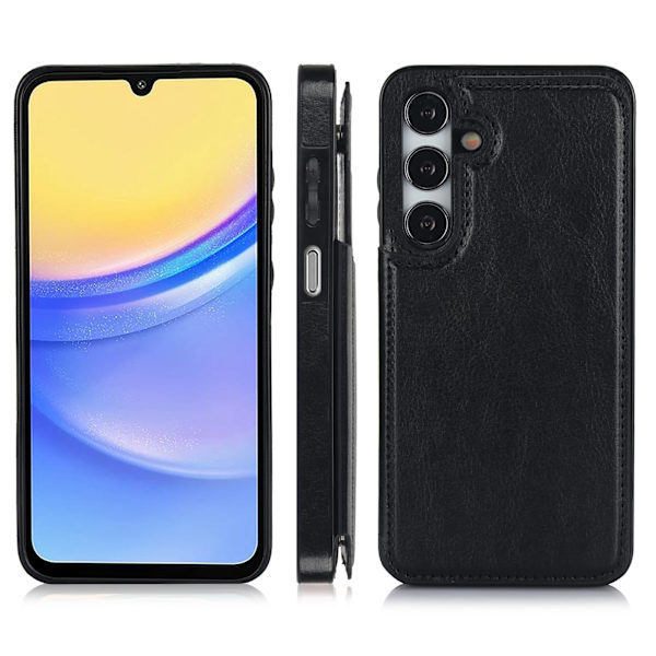 Samsung Galaxy A15 4G/5GStilrent Skal med Plånbok/Kortfack Svart