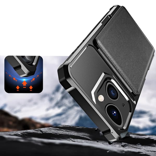 iPhone 15 UP Down Leather Flip Card Wallet - Slankt och skyddande