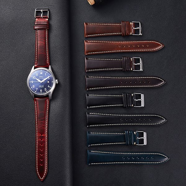 Läderarmband i Klassisk Design Blå 22mm