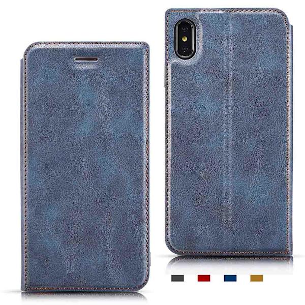 iPhone XS Max - Praktiskt Vintage Plånboksfodral Blå