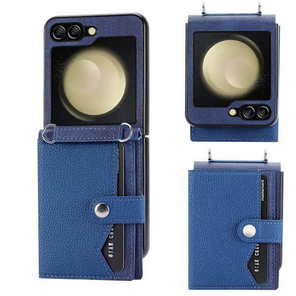 Samsung Galaxy Z Flip 6 Fodral med Kortförvaring & Justerbar Rem Svart