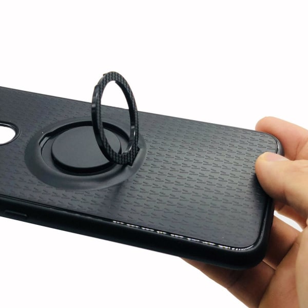 Skyddsskal med Ringhållare i Carbondesign - Huawei Mate 20 Lite Roséguld