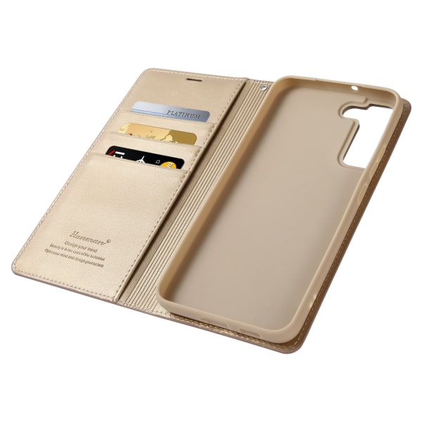 Samsung Galaxy S24 plus - Tyylikäs lompakkokotelo HANMANilta Gold