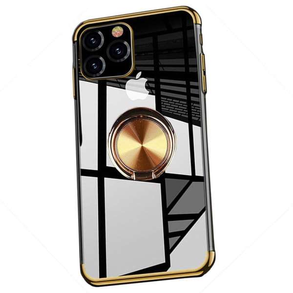 iPhone 11 Pro - Käytännöllinen suojakuori sormustelineellä Floveme Gold Guld