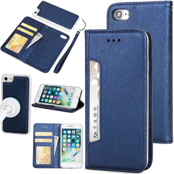 iPhone 7 - Stilig praktisk lommebokdeksel (FLOVEME) Blå