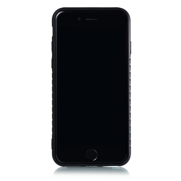 iPhone 8 - Älykäs tyylikäs retrokuori korttilokerolla Ljusbrun