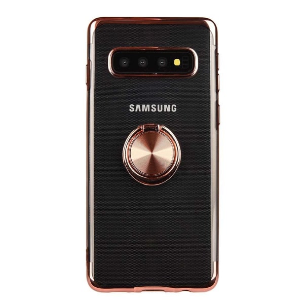 Samsung Galaxy S10E - Skyddande Silikonskal med Ringhållare Röd