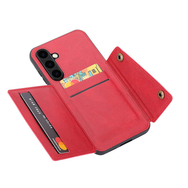 Samsung Galaxy S24 Plus - Lyxigt PC-läder Retro Flip Fashion Plånboksfodral Red