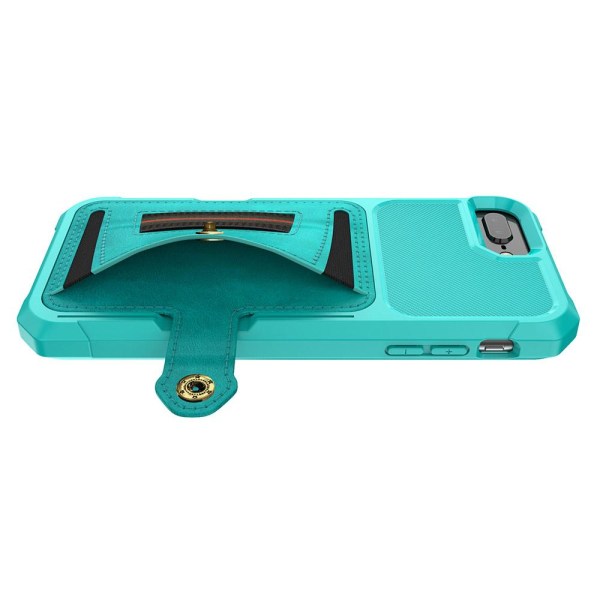 Genomtänkt Skal med Kortfack - iPhone 7 Plus Grön