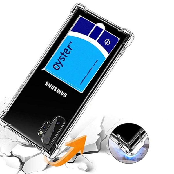 Samsung Galaxy Note 10 Plus - Kraftfullt Silikonskal Kortfack Transparent/Genomskinlig