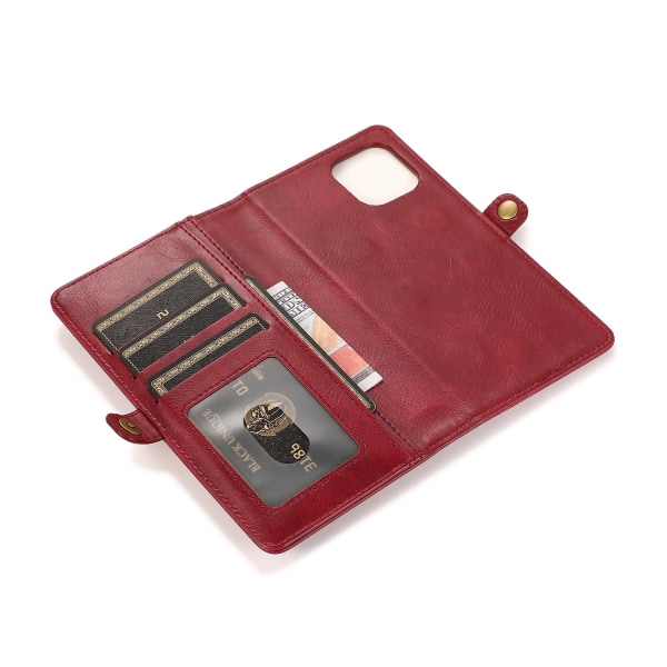 iPhone 15 - Luksus lommebokveske i skinn med silikonskall og ku Black
