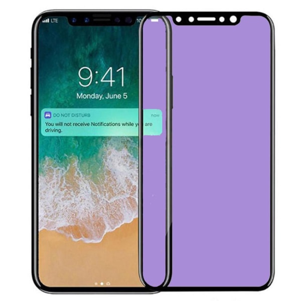 Näytönsuoja Anti-Blueray 2.5D Carbon 9H 0.3mm iPhone X/XS Transparent/Genomskinlig