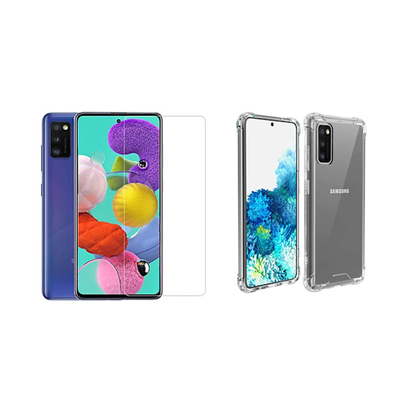 Samsung Galaxy A41 - Stötdämpande Skyddsskal med Skärmskydd Transparent