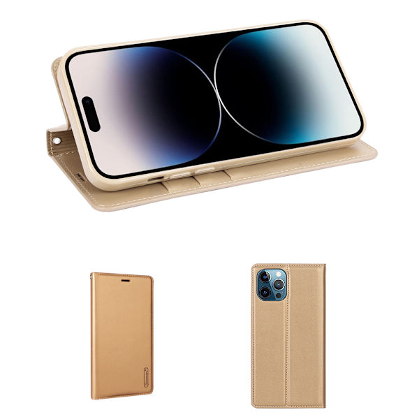 iPhone 15 Pro - Smidigt Smart HANMAN Plånboksfodral Guld