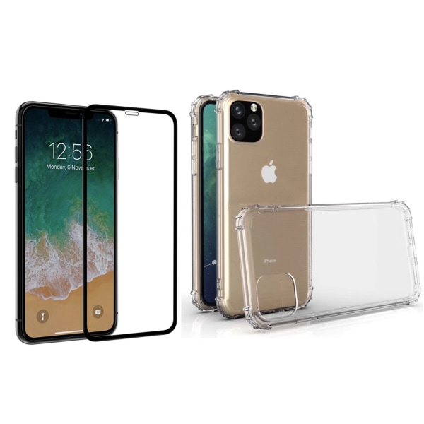 iPhone 11 - Iskunkestävä silikonikotelo näytönsuojalla Transparent
