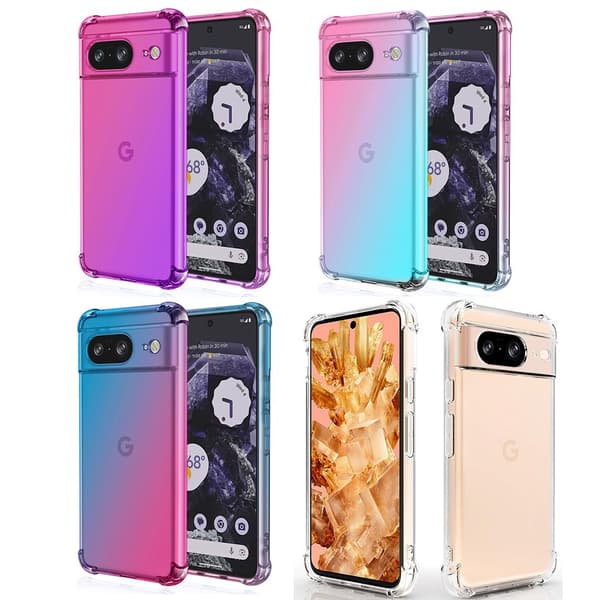 Google Pixel 8 - Flexibelt Skyddsskal i Silikon för Bättre Grepp Blå/Rosa