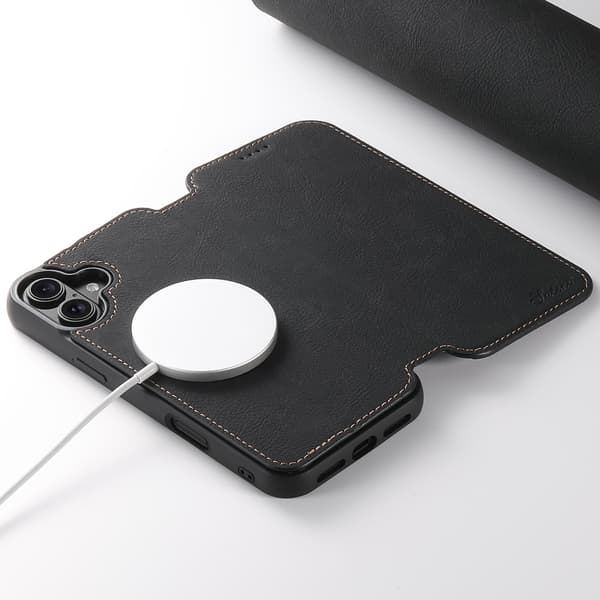 iPhone 16 Plånboksfodral - Lyxig Design & MagSafe-kompatibelt! Svart