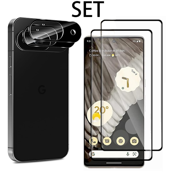 Google Pixel 9 - 2.5D Framsida Svart + Kameraskydd i 1 Set