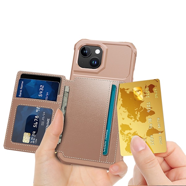 Elegant plånboksfodral i lyxigt PU-läder för iPhone 15 Lila