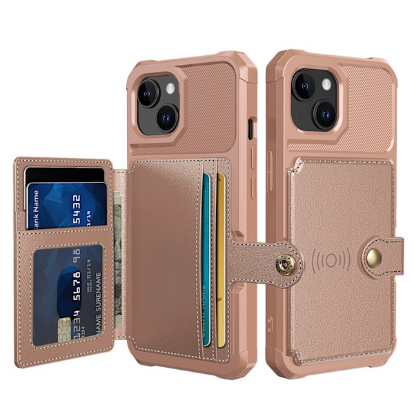 Elegant plånboksfodral i lyxigt PU-läder för iPhone 15 Lila