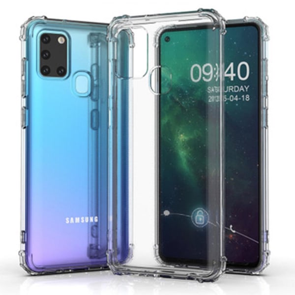 Samsung Galaxy A21S - Floveme Silikonskal Blå/Rosa