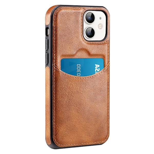 iPhone 12 mini - Elegant Skalfodral med Kortplats Svart
