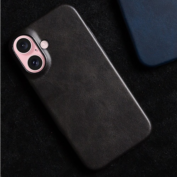 iPhone 16 - LEMANS Vintage-Shell Skal med Kortfack Grå