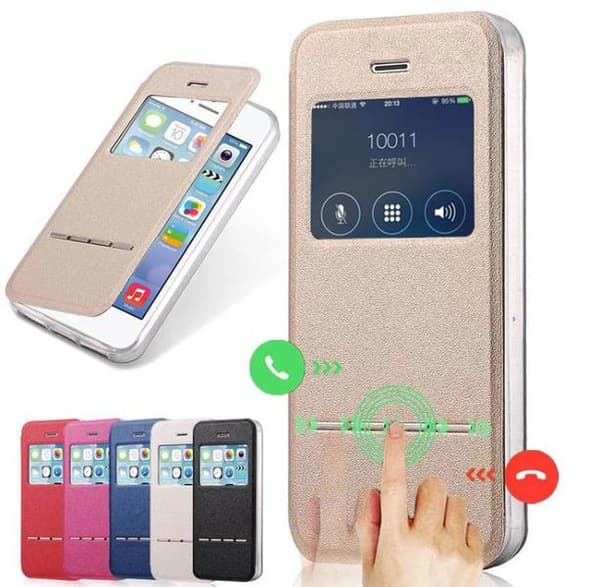iPhone 7 Smartfodral Elegant med Fönster & Svarsfunktion Roséguld