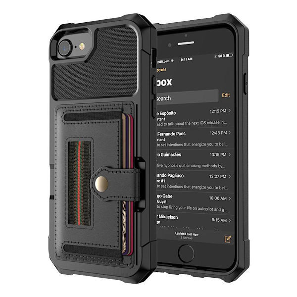 iPhone 7 - Genomtänkt Skal med Kortfack Röd