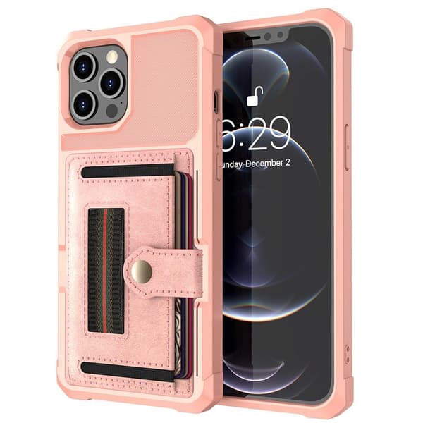 iPhone 12 Pro Max - Stilsäkert Skal med Korthållare Röd
