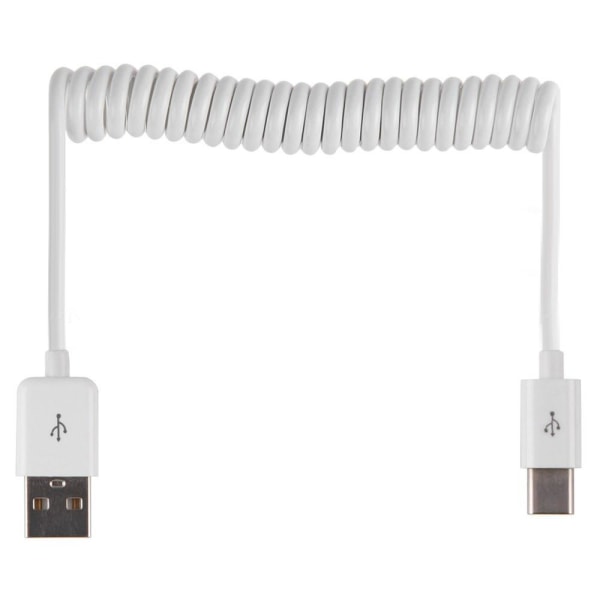 USB till Type-C Fjäder Laddningskabel Vit