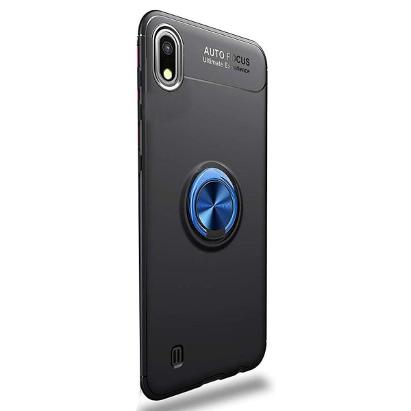 Samsung Galaxy A10 - Praktiskt Skyddande Skal med Ringhållare DarkRed Svart/Röd