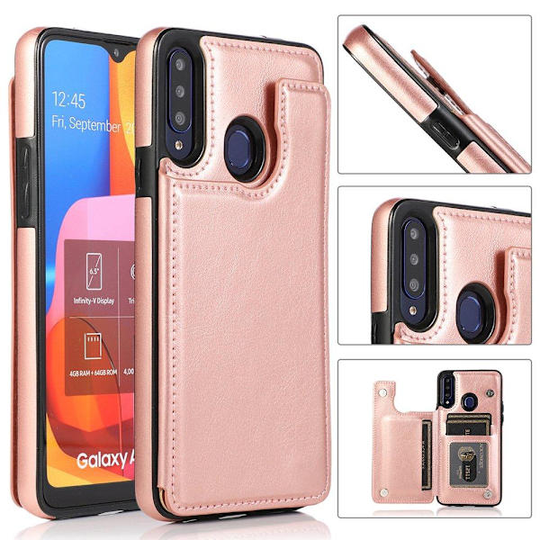 Samsung Galaxy A20S - Skal med Korthållare Marinblå