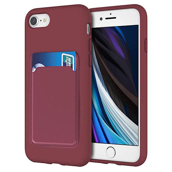 iPhone 7 - Floveme Skal med Korthållare Rosa