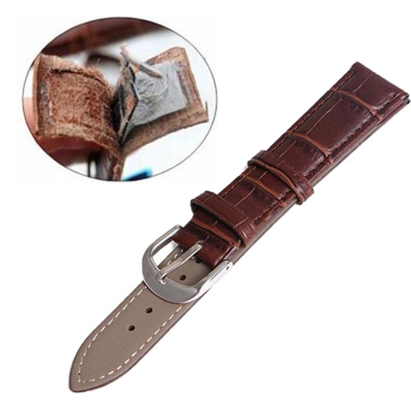 Klockarmband i Läder (Vintage-design) Brun 22mm