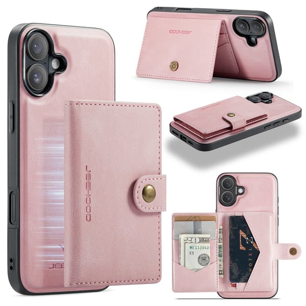 iPhone 17 Magnetiskt Plånboksskal  4 Kort + Sedlar Roséguld