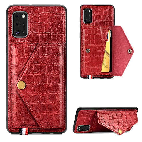 Samsung Galaxy A41 - Stilrent Skal med Korthållare Red Röd