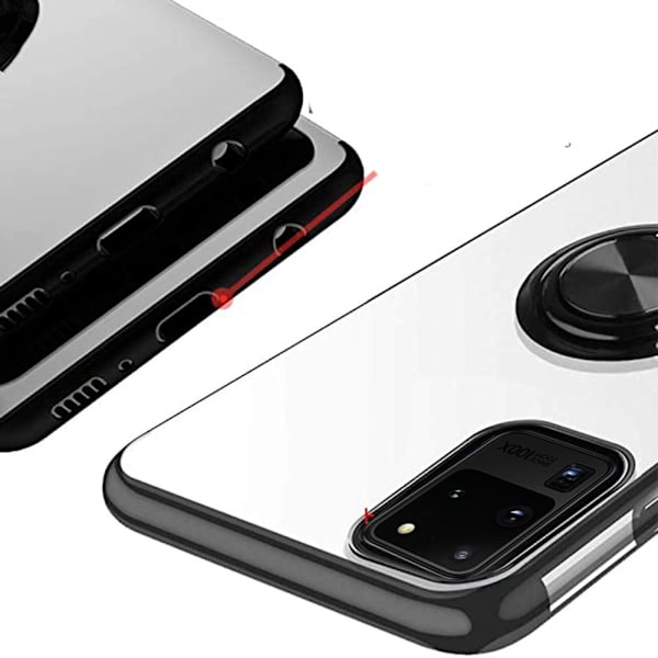 Samsung Galaxy S20 Ultra - Silikonskal med Ringhållare Svart
