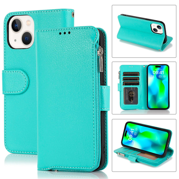 iPhone15PLUS - Stilrent Fodral med Dragkedja, Flip-Fodral med Axelrem Brun