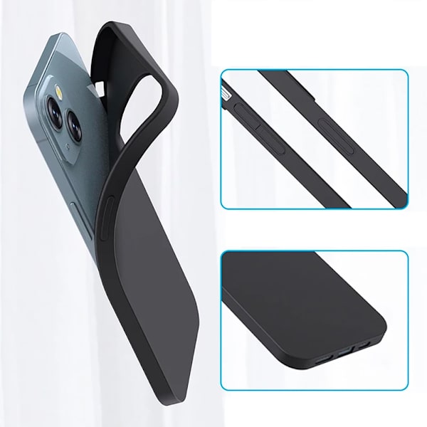 iPhone 15 PLUS - Mattbehandlat Skyddsskal med Stötdämpande Silikon Svart Black