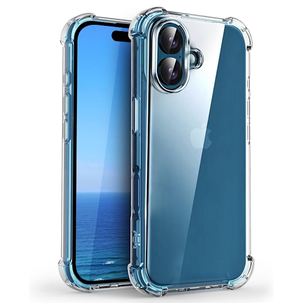 iPhone 16 - Snyggt och Transparent Silikonskal Rosa/Grön