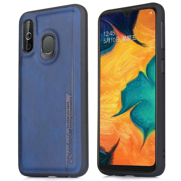 Samsung Galaxy A40 - Stötdämpande Pu-Läder Skal Svart